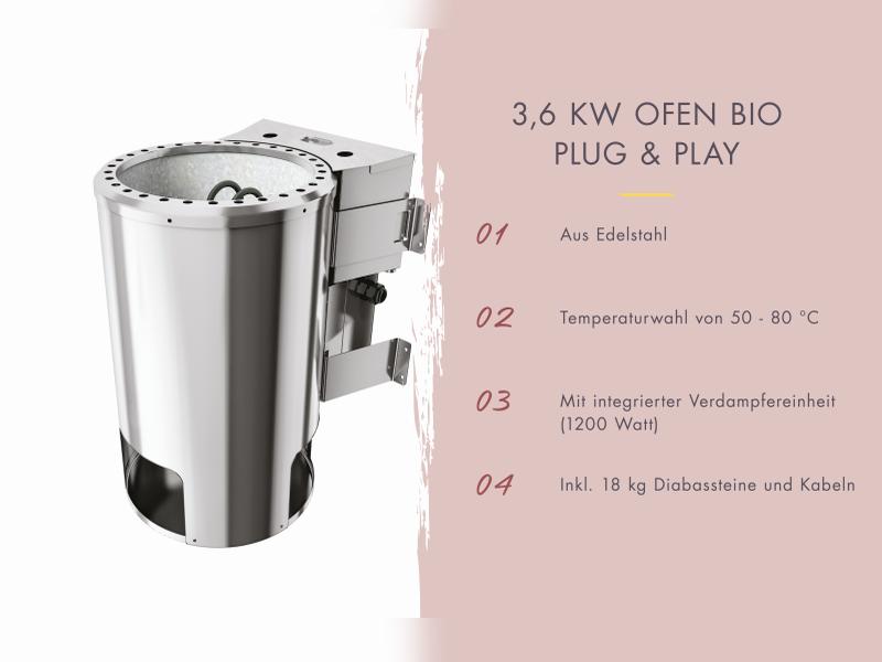 Karibu Sauna Irava 2 inkl. 3,6 kW Bioofen ext. Steuerung