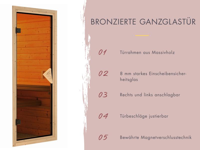 Karibu Sauna Irava 3 inkl. 3,6 kW Ofen integr. Steuerung