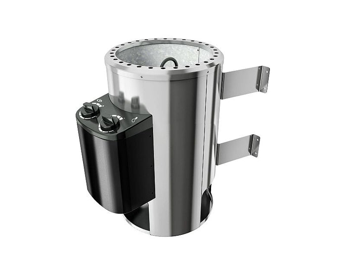 Karibu Sauna Jella mit 3,6 kW Ofen integr. Strg und Dachkranz 38 mm