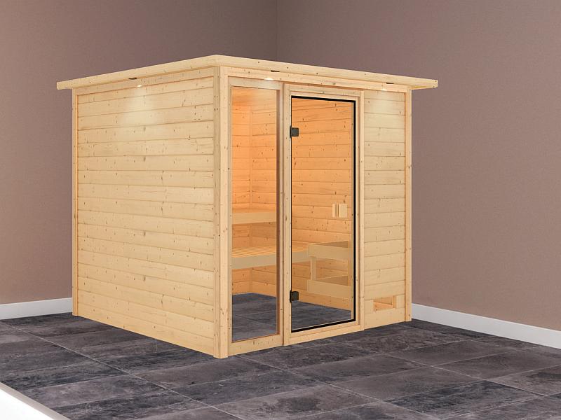 Karibu Sauna Jutta mit Dachkranz 38 mm
