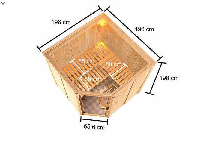 Karibu Sauna Kotka 68 mm inkl. 9 kW Ofen externe Steuerung