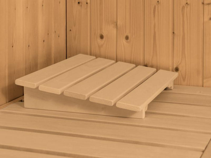 Karibu Sauna Larin inkl. 9 kW Bioofen mit externer Steuerung, ohne Dachkranz, mit energiesparender S