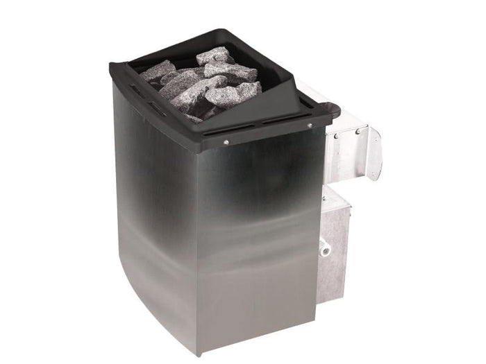 Karibu Sauna Larin inkl. 9kW Ofen integrierte Steuerung, mit Klarglas-Ganzglastür -ohne Dachkranz-