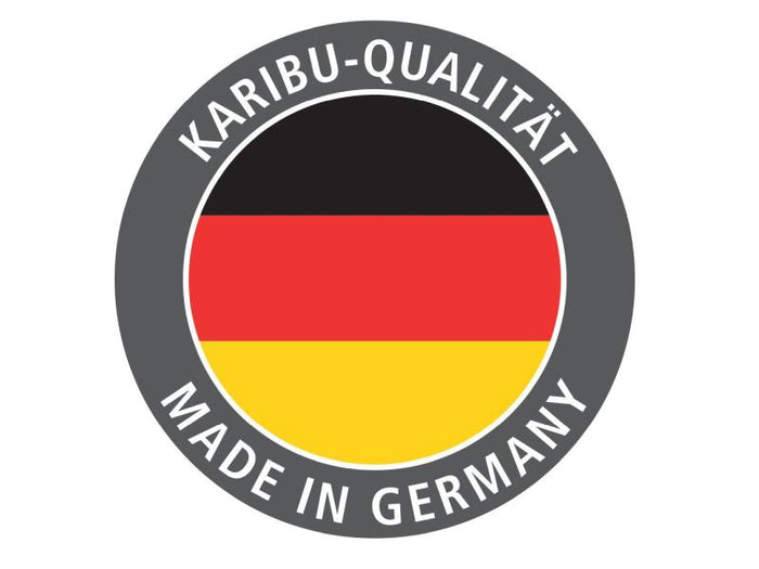 Karibu Sauna Mia inkl. 9 kW Bioofen ext. Steuerung, mit moderner Tür -mit Dachkranz-