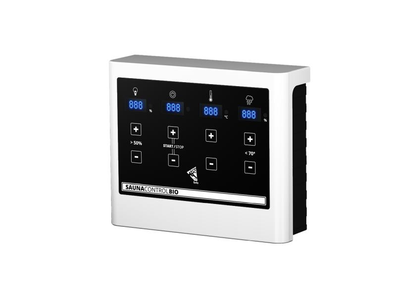 Karibu Sauna Mia inkl. 9 kW Bioofen ext. Steuerung, mit Klarglas Ganzglassaunatür -ohne Dachkranz-