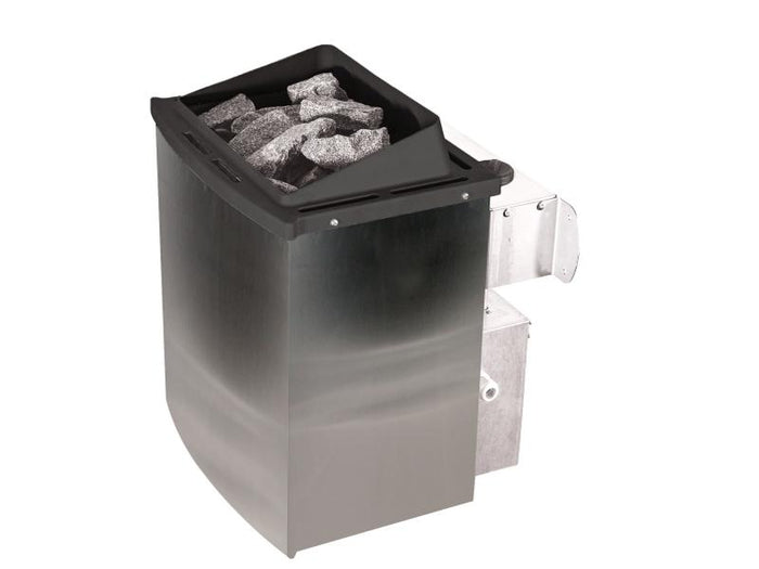 Karibu Sauna Mia inkl. 9 kW Ofen integr. Steuerung, mit moderner Saunatür -mit Dachkranz-