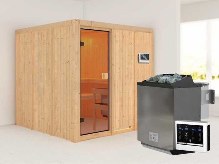 Karibu Sauna Oulu 68 mm inkl. 9 kW Bioofen externe Steuerung