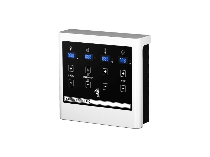 Karibu Sauna Sandra inkl. 9 kW Bioofen ext. Strg mit klassischer Saunatür -mit Dachkranz-