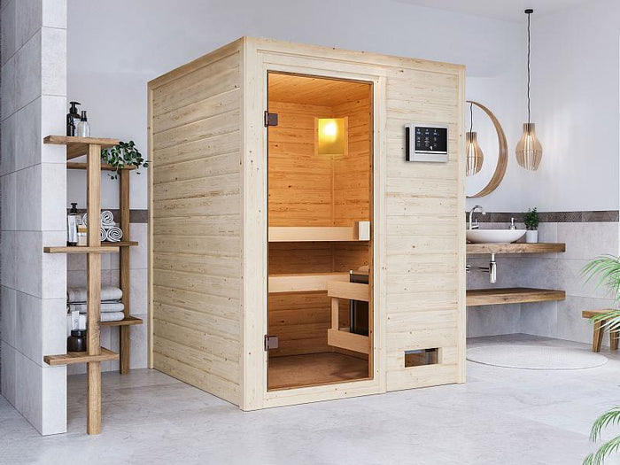 Karibu Sauna Sandra mit 3,6 kW Ofen ext. Strg