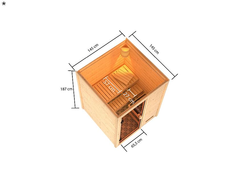 Karibu Sauna Sandra mit 3,6 kW Ofen integr. Strg
