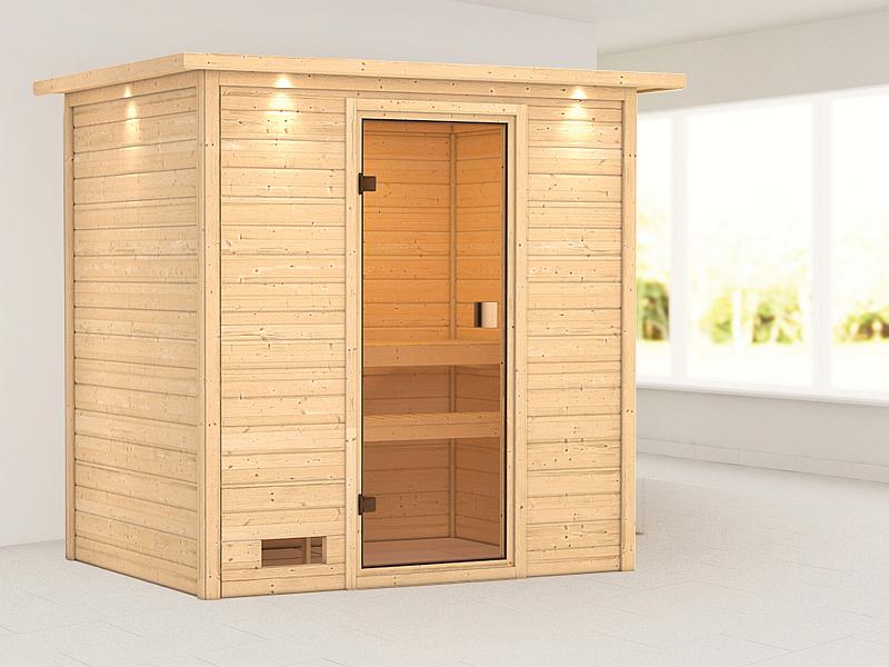 Karibu Sauna Selena mit Dachkranz 38 mm
