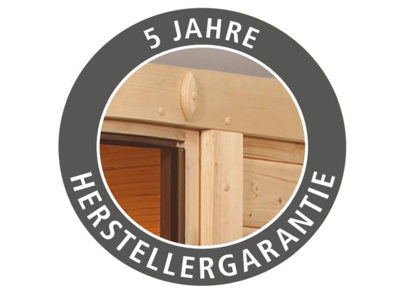 Karibu Sauna Siirin inkl. 9 kW Bioofen ext. Steuerung mit klassischer Saunatür - ohne Dachkranz -