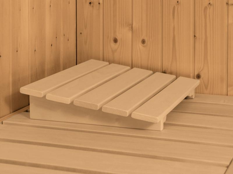 Karibu Sauna Siirin inkl. 9 kW Bioofen ext. Steuerung mit moderner Saunatür -mit Dachkranz-