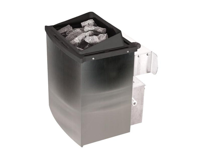 Karibu Sauna Siirin inkl. 9 kW Ofen integr. Steuerung mit klassischer Saunatür - mit Dachkranz -