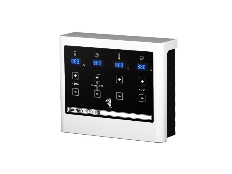 Karibu Sauna Sodin inkl. 9 kW Bioofen ext. Steuerung mit moderner Saunatür - ohne Dachkranz -