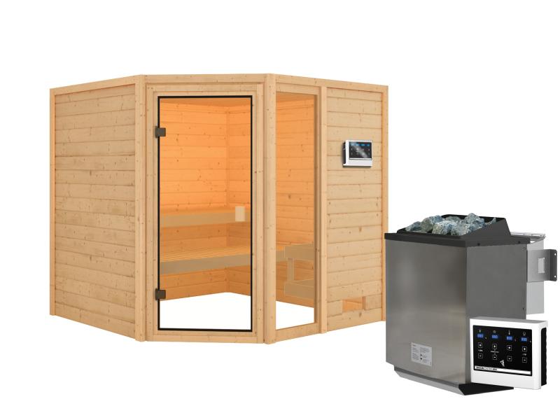Karibu Sauna Tabea mit 9 kW Bioofen ext. Strg 38 mm