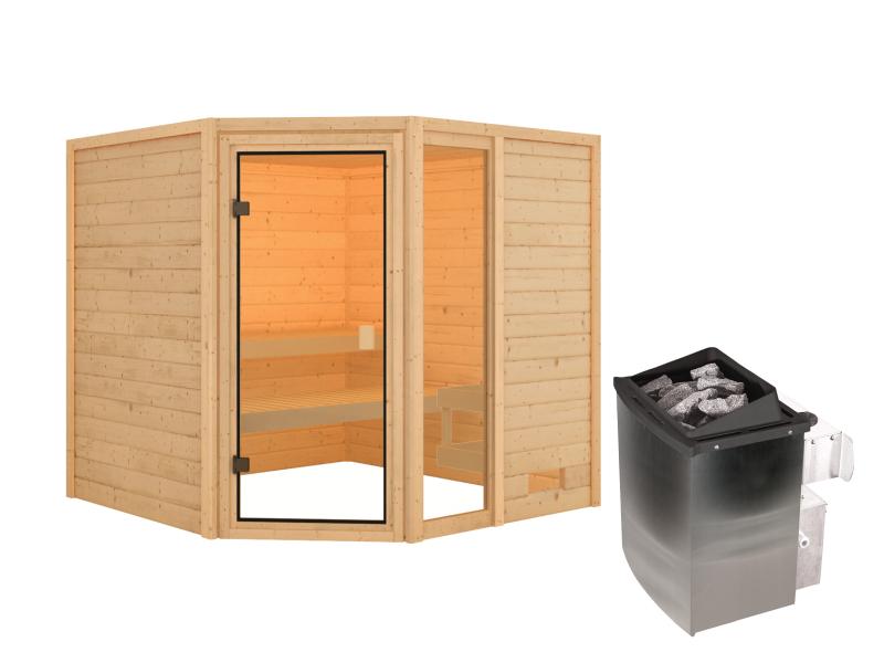 Karibu Sauna Tabea mit 9 kW Ofen integr. Strg 38 mm