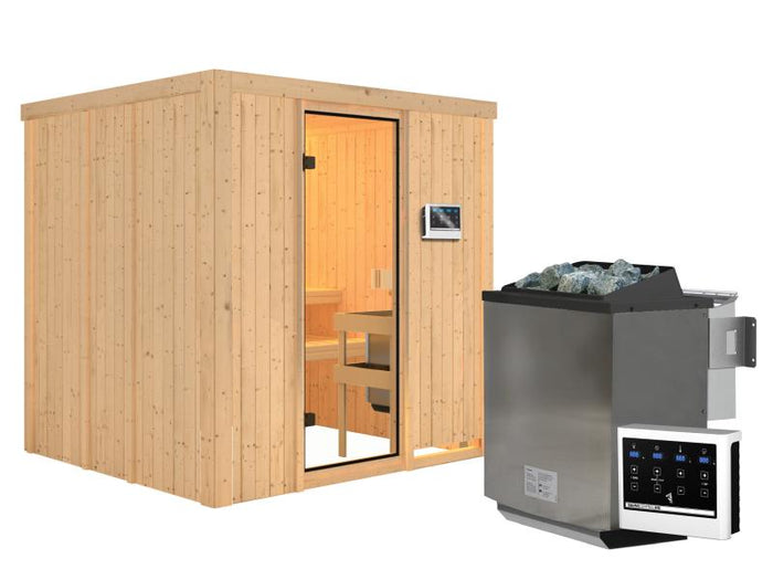 Karibu Sauna Tromsö 68 mm inkl. 9 kW Bioofen ext. Steuerung