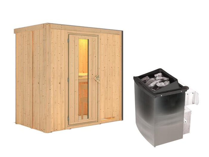 Karibu Sauna Variado inkl. 9 kW Ofen integr. Steuerung, mit Energiespartür -ohne Dachkranz-