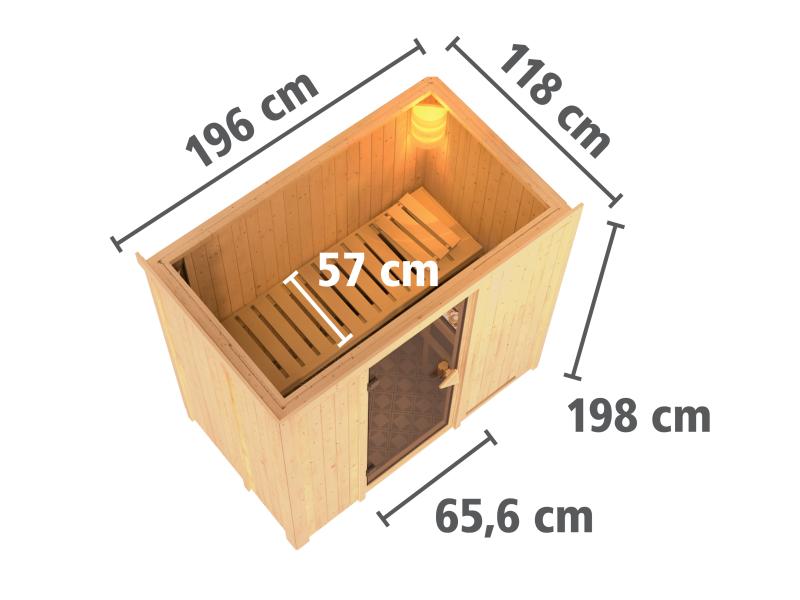Karibu Sauna Variado inkl. 9 kW Ofen integr. Steuerung, mit Energiespartür -ohne Dachkranz-