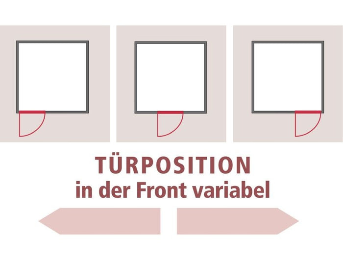 Karibu Sauna Variado ohne Ofen, mit Dachkranz, mit Klarglas Ganzglastür
