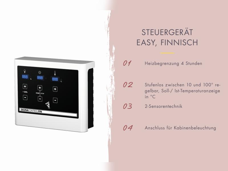 Karibu Saunahaus Angkor 2, 38 mm naturbelassen -inkl. 9 kW Ofen ext. Steuerung-