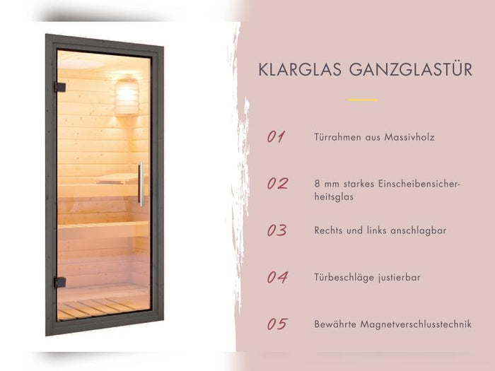 Karibu Saunahaus Catalina, schwarz -inkl. 9 kW Ofen ext. Steuerung- inkl. Vorraum, 73 mm