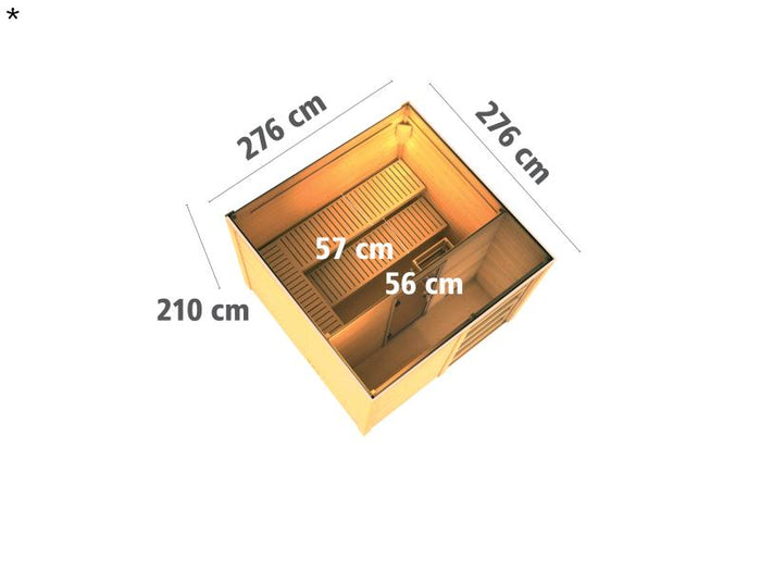 Karibu Saunahaus Cuben terragrau 38 mm inkl. 9-kW-Ofen