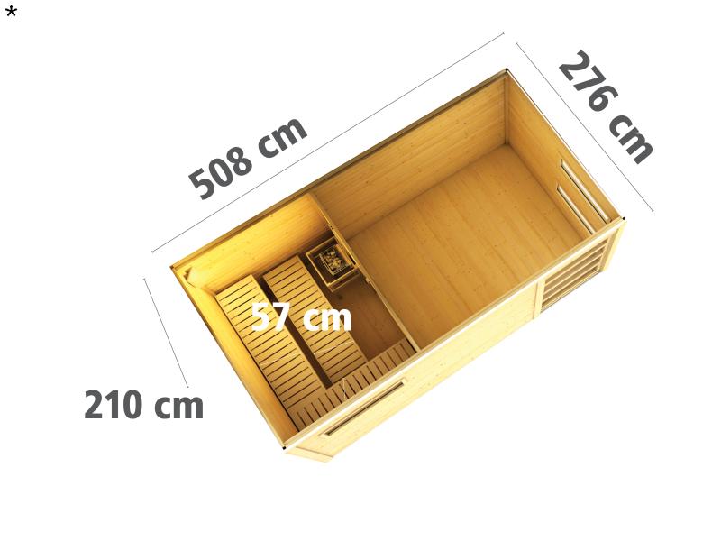 Karibu Saunahaus Hygge 38 mm- terragrau- 9 kW Bioofen ext. Strg