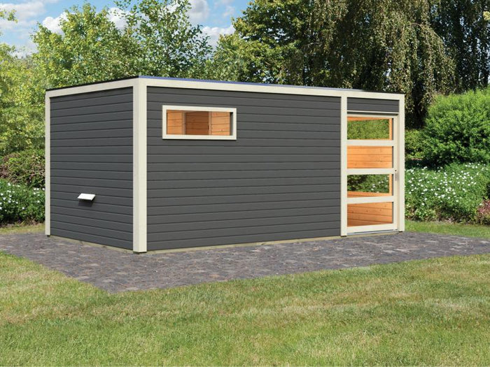 Karibu Saunahaus Hygge 38 mm- terragrau- ohne Ofen