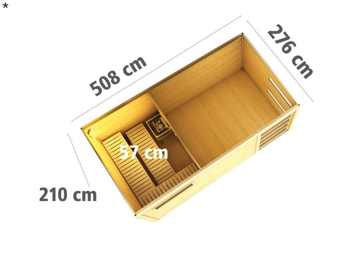 Karibu Saunahaus Hygge 38 mm- terragrau- ohne Ofen