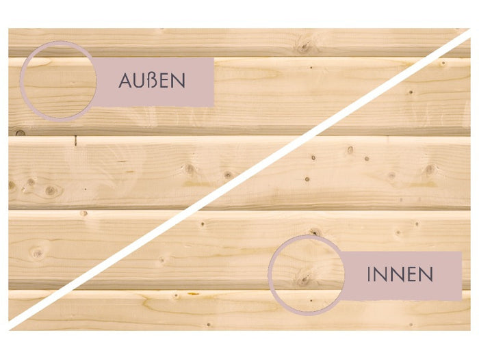 Karibu Saunahaus Hytti 0 38 mm - Ofen 9kW ext. Strg. - Iso Tür naturbelassen