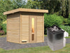Karibu Saunahaus Hytti 2  38 mm - inkl. 9 kW Ofen integr. Steuerung - mit Energiespartür und Fußbode