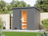 Karibu Saunahaus Hytti 3 38 mm terragrau - ohne Ofen - inkl. Energiespartür und Fußboden
