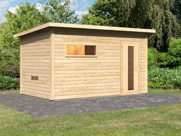 Karibu Saunahaus Hytti 6 38 mm - mit Iso-Tür naturbelassen