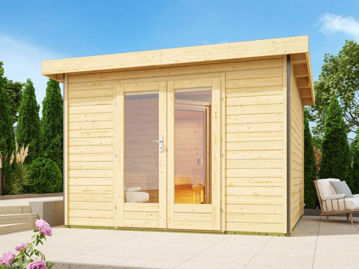 Karibu Saunahaus Mainburg 1 Set A naturbelassen -9kW Ofen ext. Strg