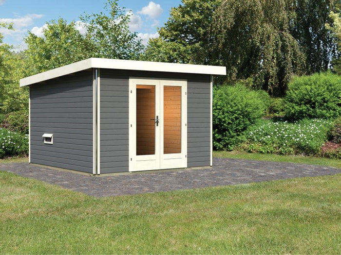 Karibu Saunahaus Mainburg 1 Set B ohne Ofen terragrau