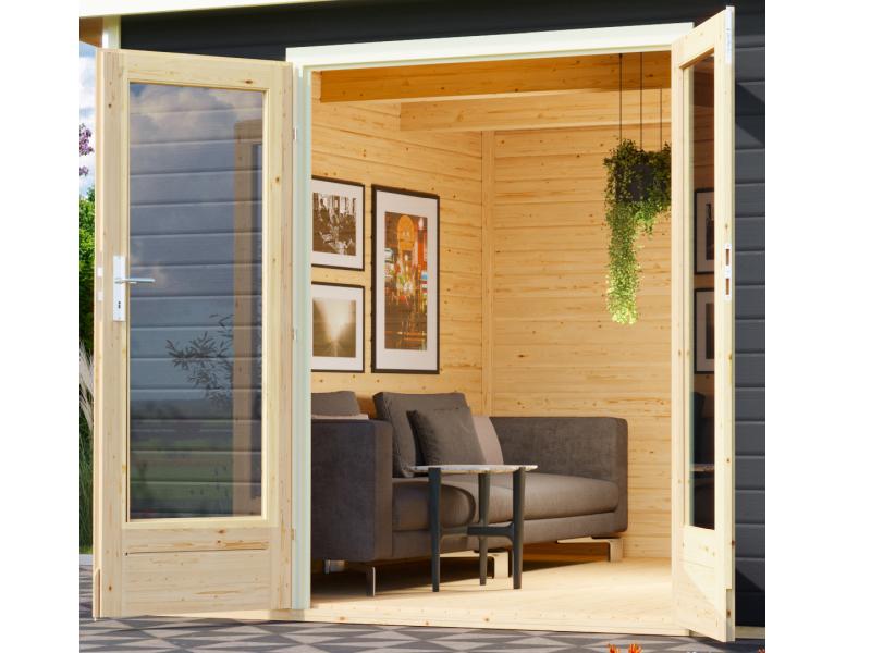 Karibu Saunahaus Mainburg 1 Set B ohne Ofen terragrau