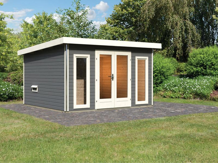 Karibu Saunahaus Mainburg 2 Set A ohne Ofen terragrau