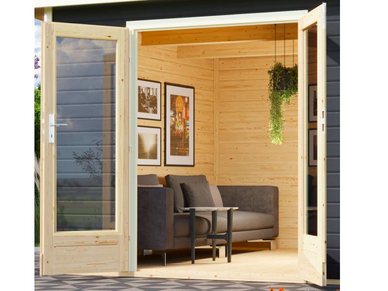 Karibu Saunahaus Mainburg 3 Set A ohne Ofen terragrau