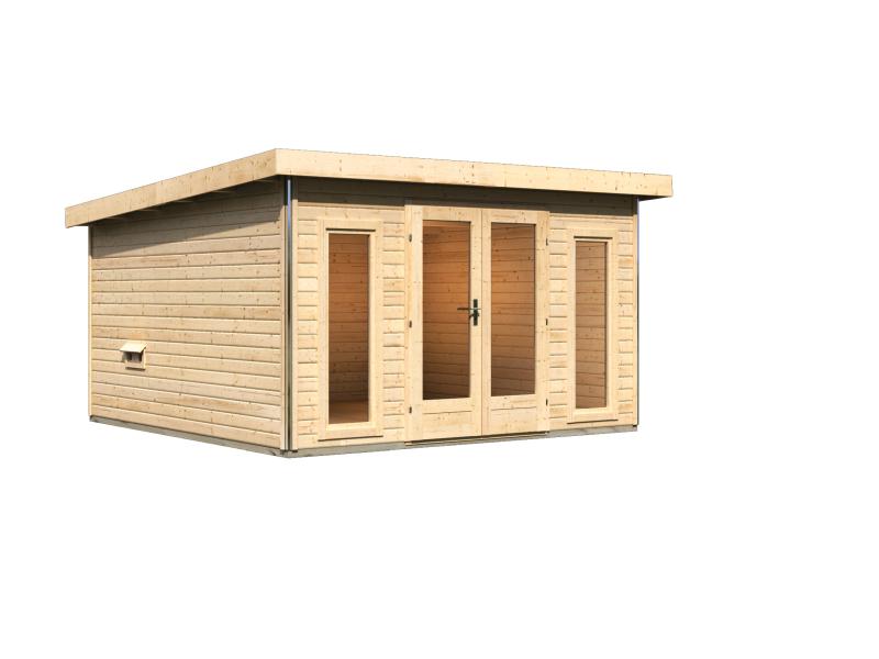 Karibu Saunahaus Mainburg 3 Set B ohne Ofen naturbelassen