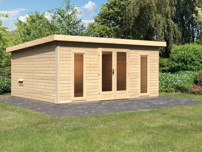 Karibu Saunahaus Mainburg 4 Set A ohne Ofen naturbelassen