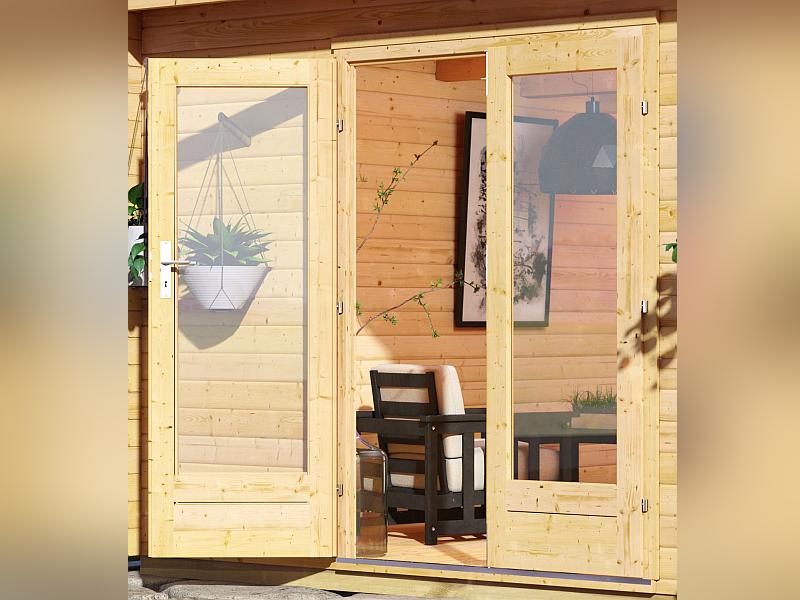 Karibu Saunahaus Mainburg 5 Set A naturbelassen- 9 kW Ofen ext. Strg