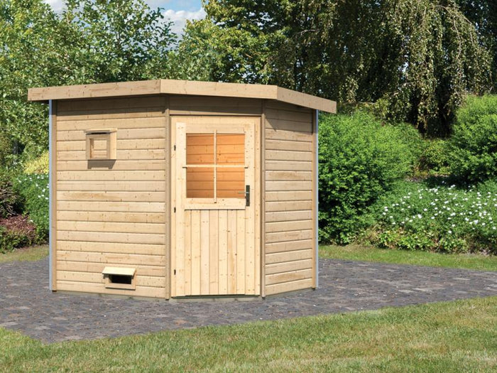 Karibu Saunahaus Mikka 38 mm- ohne Ofen- klassische Tür