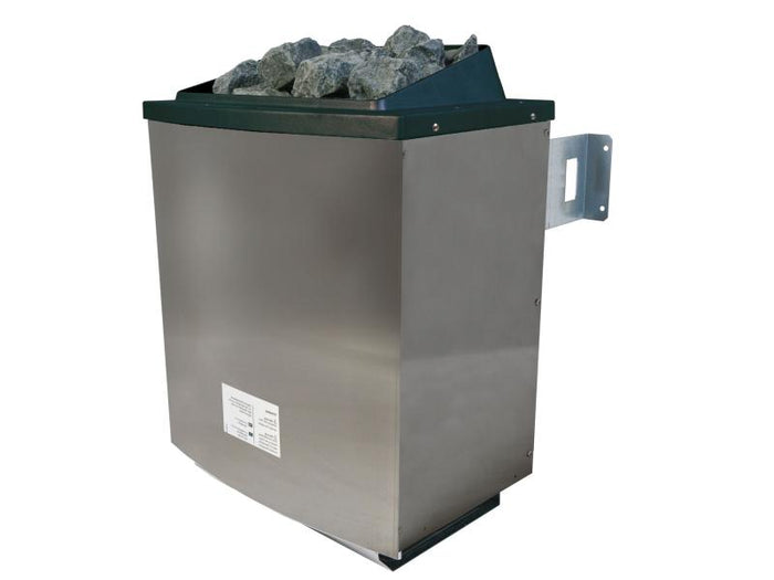 Karibu Saunahaus Mikka 38 mm -terragrau- inkl. 9 kW Ofen ext. Steuerung -klassische Tür-