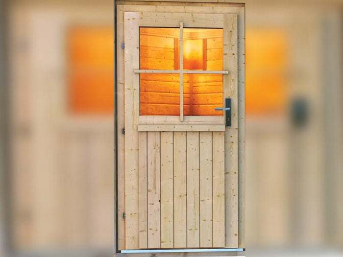 Karibu Saunahaus Skrollan 2 -38 mm- 9 kW Ofen ext. Strg- klassische Tür