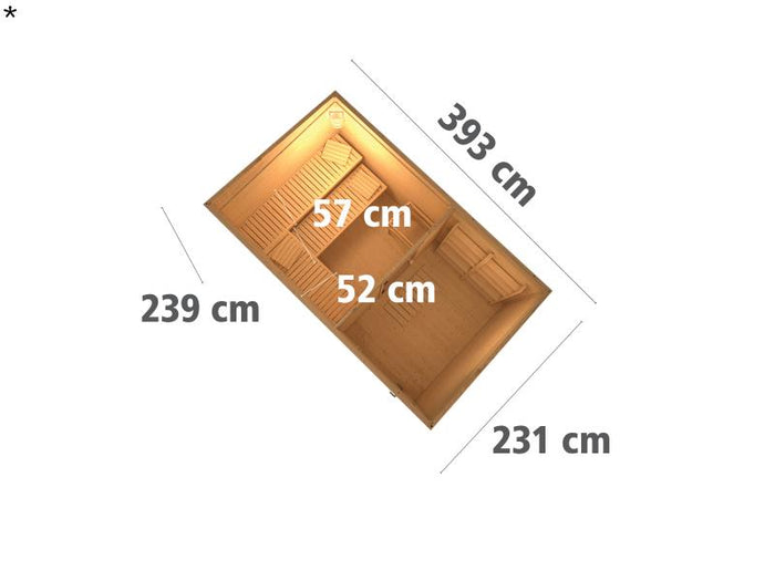 Karibu Saunahaus Skrollan 3 in terragrau 38 mm- ohne Ofen- moderne Tür