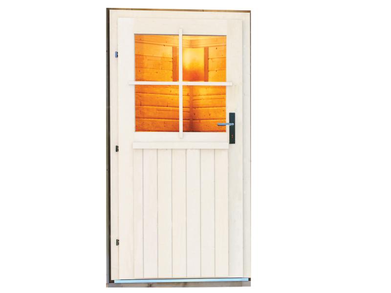 Karibu Saunahaus Skrollan 3 in terragrau 38 mm- ohne Ofen- klassische Tür