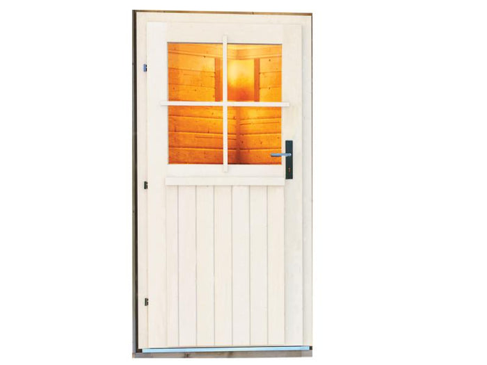 Karibu Saunahaus Skrollan 3 in terragrau 38 mm- ohne Ofen- klassische Tür