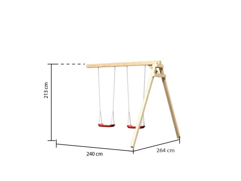 Karibu Spielturm Anna + Rutsche rot + Doppelschaukel